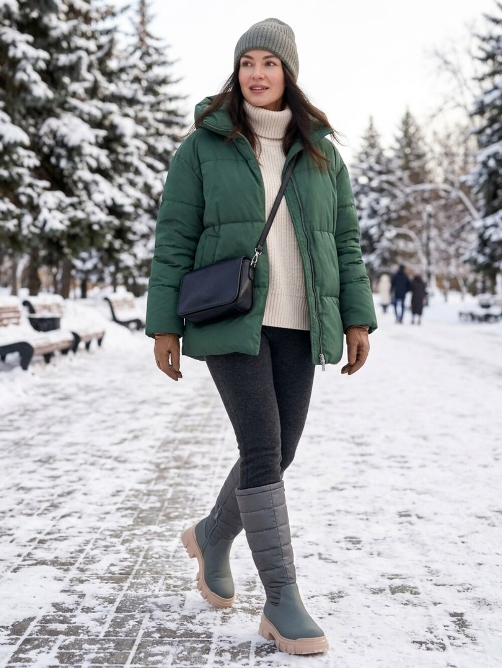 Steve Madden Quilted Olive Tall Boots with Tan Lug Sole